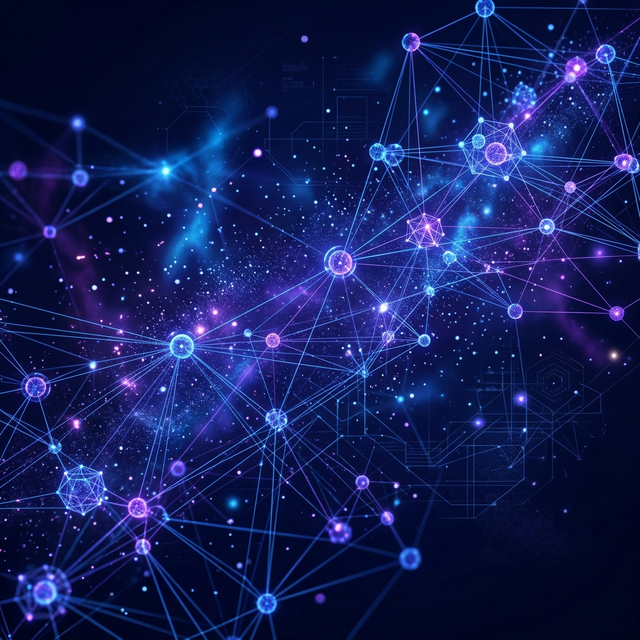 Data science visualization — interconnected neural network nodes
